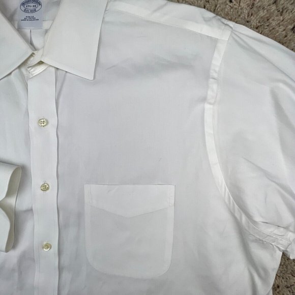 Brooks Brothers Mens Long Sleeve Button Up Shirt White Slim Fit 17.5 33 Spread - Picture 12 of 15